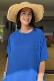 Made in Italy Milo Cotton Slouch Sac Dress Mediterranean Blue